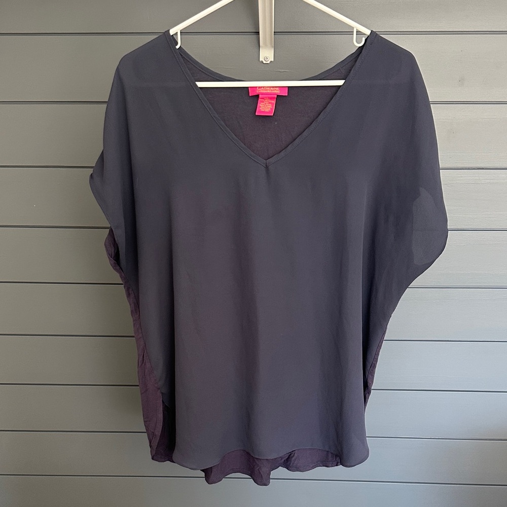 Catherine Malandrino Deep Blue V-Neck Blouse